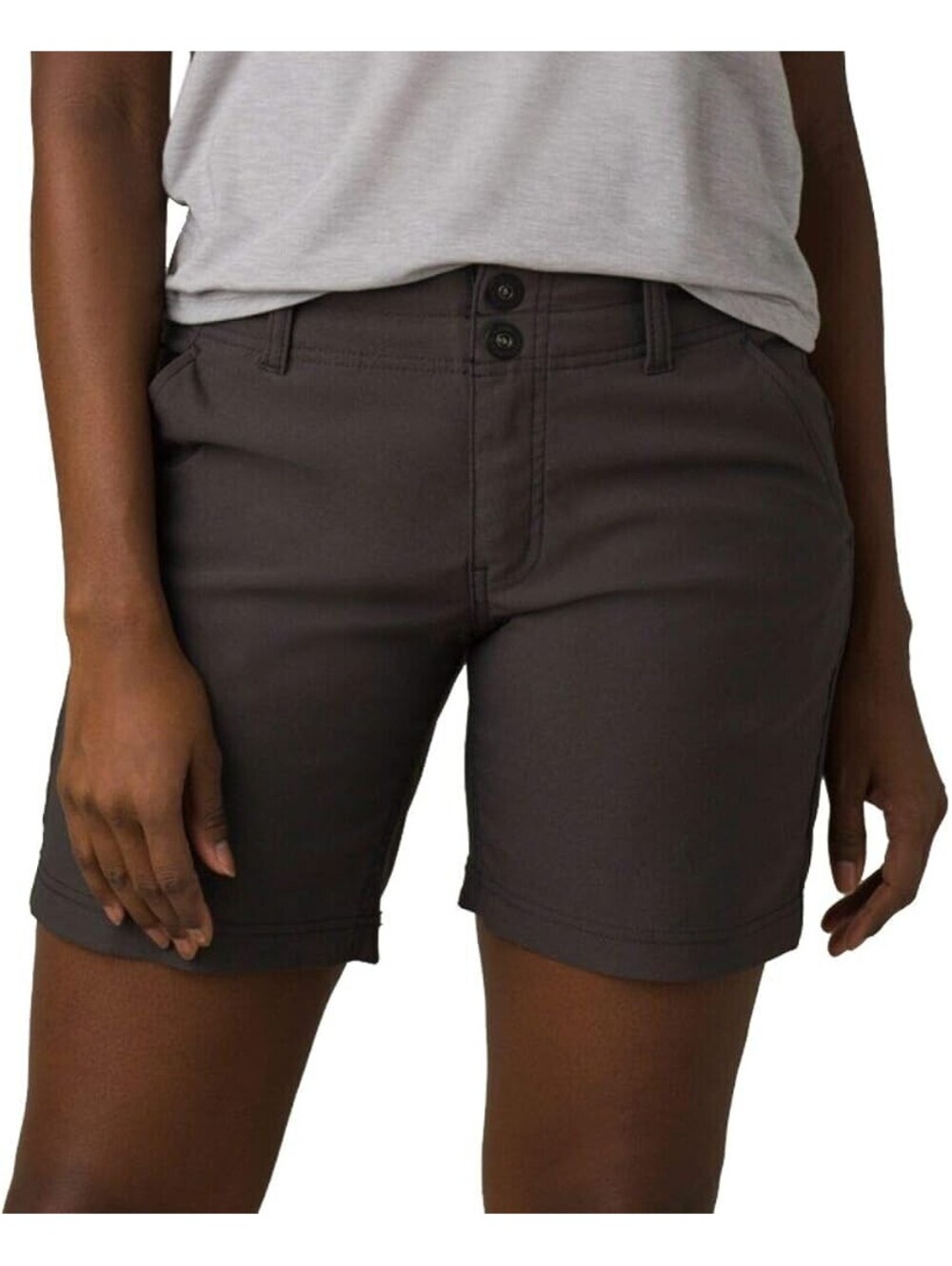 prAna Alana 7in Hiking Shorts Womens 4 Dark Iron Stretch Nylon Outdoor Travel